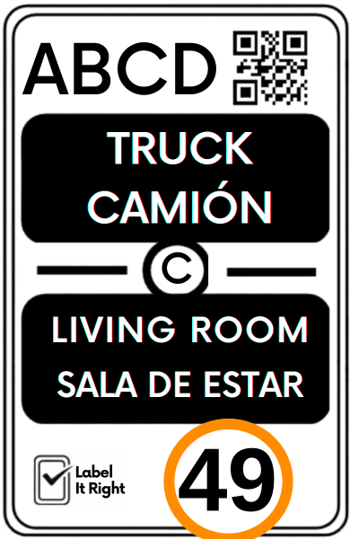 Label It Right moving label with container number 49 highlighted
